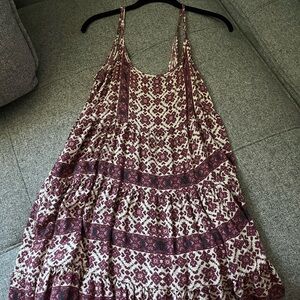 Brandy Melville Red and White Tiered Sundress